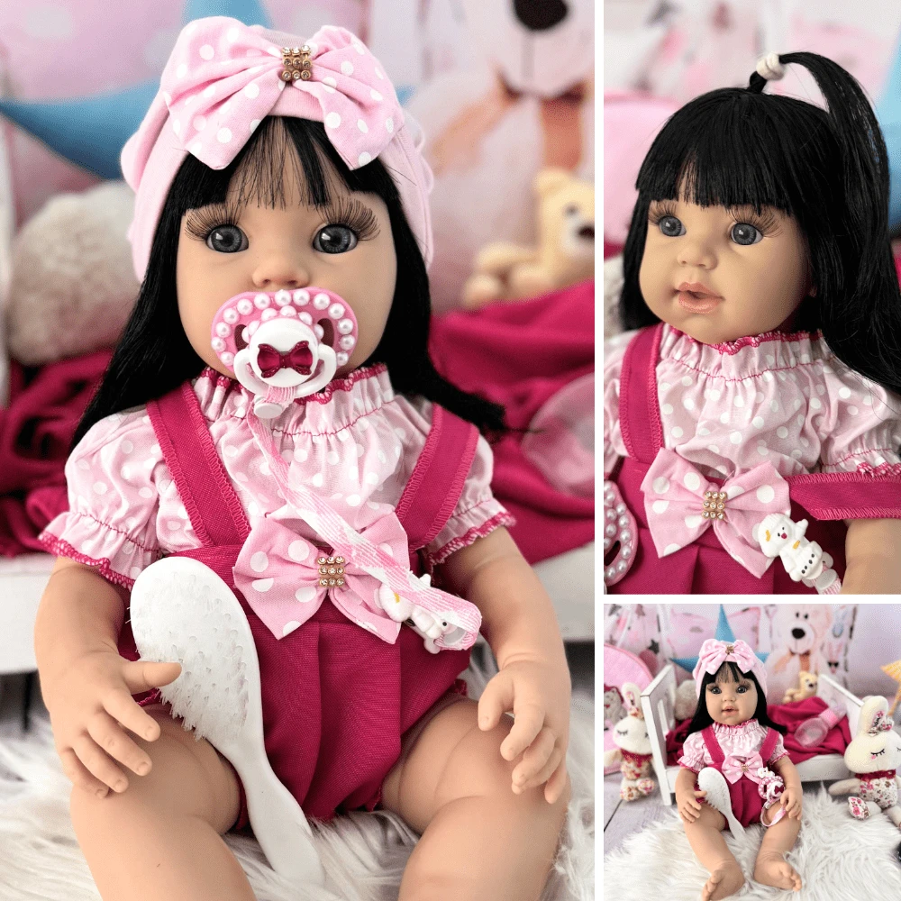 Boneca Menina Bebê Reborn Silicone Com Itens Exclusivos