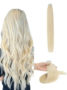 20片装胶带式接发，真人发，12-24英寸，隐形胶带式接发，无缝双面胶带接发，真人发胶带式接发，圣诞节接发 - 彩色 - 查看 45