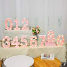 发光字母 6.29 英寸大型 LED 发光字母/数字/等。生日派对装饰、生日装饰、婚礼、婚礼配饰、派对配饰、节日配饰、夜光、毕业装饰、粉色字幕 LED 字母灯 26 个字母、0-9 数字粉色发光字母、电池供电闪光字母带灯适用于派对、桌子、墙壁装饰（不含电池） - 彩色 - 查看 7