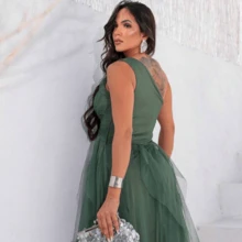 Dress For Bridesmaids, Wedding Guests, Birthdays, Graduations - Verde Oliva - Ver 4