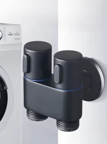 1pc Dual Control Toilet Flushing Spray Gun Faucet - Large Flow Triangle Valve With One Inlet And Two Outlet, Easy-To-Use Switch, Water-Saving Design, Perfect For Household Angle Valve Replacement, Bathroom Essentials(Chrome, Black,Gold,Selectable) - Multicolor - View 5