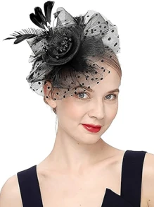 3pcs Fascinator With Lace Gloves Feather Tea Party Hat For Horse Racing Flower Kentucky Derby Hat For Women&Girls Mother's Day Gift.