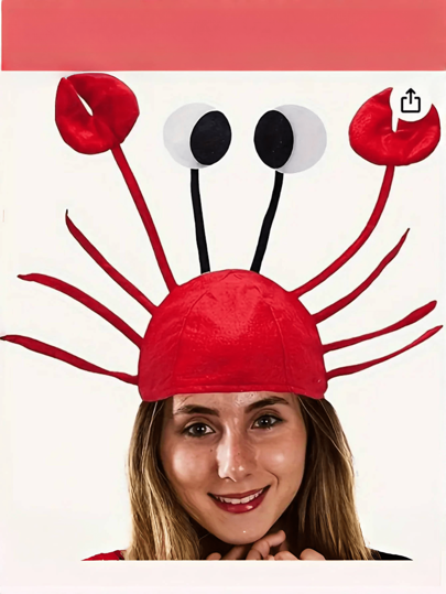 قبعة سلطعون مضحكة وجميلة، هدية يمكن للجنسين استخدامها قطعة واحدة