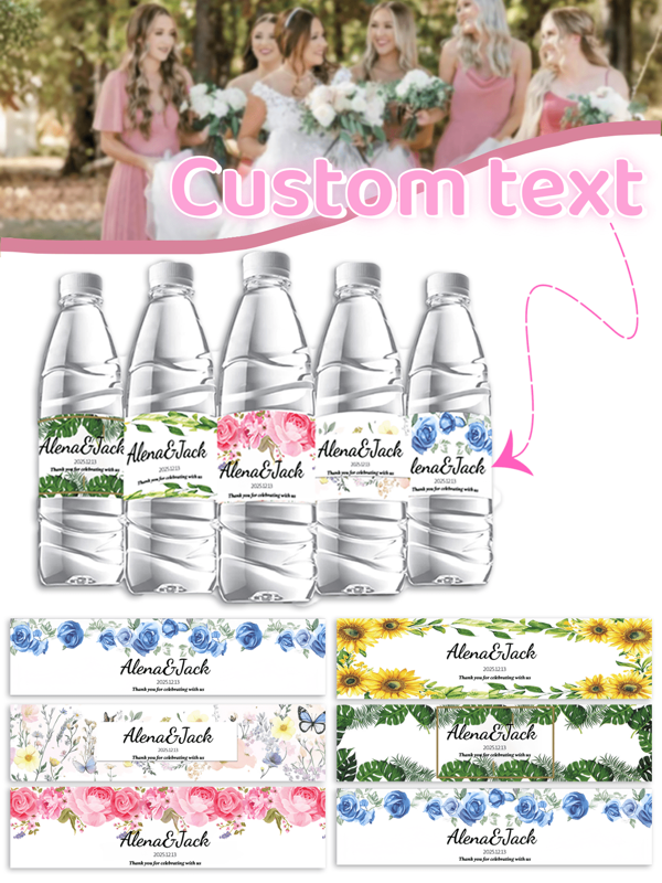 50/120 pezzi Etichette personalizzate impermeabili per bottiglie d'acqua, confezioni per bottiglie d'acqua per feste di compleanno, piccoli regali e decorazioni per feste, prodotti fatti a mano e adesivi, etichette per regali da banchetto, etichette per feste adatte per vacanze e anniversari, atmosfera romantica adatta per varie occasioni come matrimoni, vacanze e compleanni