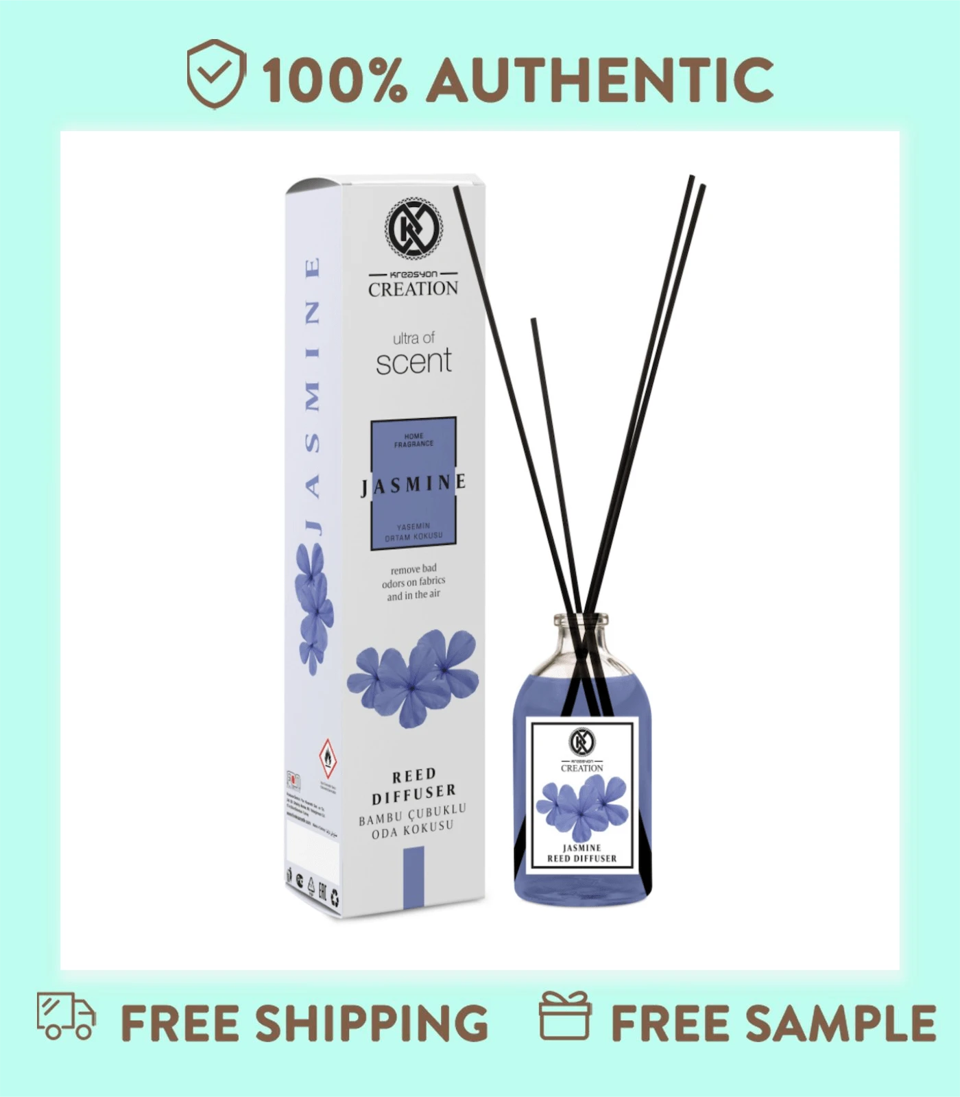 Creation Reed Diffuser 115ml, Natural Bamboo Sticks With Lavender Essential Oil, Long-Lasting Aromatherapy For Living Room, Bedroom & Bathroom Decor - 茉莉花 - 查看 1