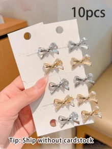 8/10 件金属蝴蝶结发夹，适合女孩的多功能发夹 - 彩色 - 查看 10