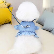 Dog Denim Vest Harness Pet Dress Chest For Small Dogs Accessories Puppy Item Chihuahua York Walking Outdoor Cat Pets Product - Blue - View 3