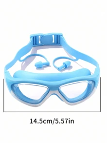 1 Oversized Swimming Goggles, Anti Fog And Waterproof Silicone Goggles, With Earplugs, Suitable For Swimming Training And Leisure, Holiday Gift, Birthday Gift