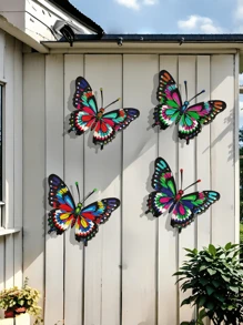4pcs Metal Butterfly Wall Art Decor, Decorative Hanging Metal Butterflies, Suitable For Garden, Patio, Living Room, Bedroom, Terrace, Balcony Decoration, Wedding, Halloween, Christmas, Holidays, Gifts For Family And Friends