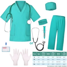 8pcs Children Doctor Costume Set, Includes Real Stethoscope, Syringe, Gloves And ID Badge, Nurse Outfit Accessories For Boys And Girls, Medical Pretend Play Costume For Halloween Party, Doctor's Day, Gift For Kids
