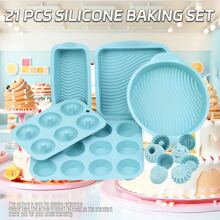 Silicone Baking Molds, Catering Baking Tools: Including 1pc Loaf Bread Mold, 1pc 6-Cavity Donut Mold, 1pc 12-Cup Muffin Pan, 1pc Round Cake Mold, 1pc Square Cake Mold, 1pc Mini Cupcake Mold. Non-Stick And Easy To Demold, Suitable For Making Various Shaped Desserts, Jellies, Puddings, Cakes, Cookies And Other Baked Goods For Home, Restaurant, Food Truck, And Pastry Shop Use.