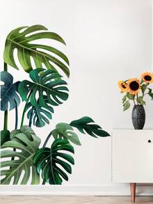 1-2 Stück 3D Grünpflanzen Wandaufkleber, PVC wasserfeste Wandtattoos Wohndekoration, für Wohnzimmer, Schlafzimmer, Garderobe, Veranda, Werkstatt, Arbeitszimmer, Badezimmer, Küche, Wanddekoration, Zimmerdekoration - Grün - Übersicht 4