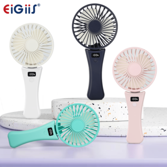 EIGIIS 迷你便携式风扇强力手持风扇 3 档个人手持充电风扇 90° 折叠风扇静音面部风扇带 LED 显示屏适用于旅行办公室户外男女