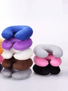 1 pieza Almohada de viaje, almohada de cuello, almohada de avión, almohada de viaje para coche, hogar u oficina, almohada de cuello para vuelo con botón a presión y funda suave, almohada de cuello en forma de U portátil para estudiantes y adultos, que soporta el cuello y protege la columna vertebral cervical mientras se estudia o se viaja en coche, oficina u otra bolsa de viaje para accesorios escolares