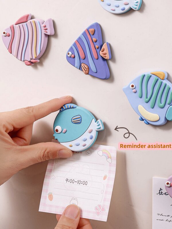4pcs Cute Cartoon Colorful Fish Shaped Magnetic Stickers, 3D Design For Decorating Refrigerators, Kitchens, Furniture, Suitable For Home Use