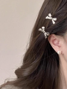 8/10 件金属蝴蝶结发夹，适合女孩的多功能发夹 - 彩色 - 查看 7