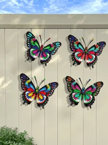 4pcs Metal Butterfly Wall Art Decor, Decorative Hanging Metal Butterflies, Suitable For Garden, Patio, Living Room, Bedroom, Terrace, Balcony Decoration, Wedding, Halloween, Christmas, Holidays, Gifts For Family And Friends