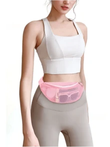 1pc Mesh Waist Pack, Shoulder Strap & Zippered Phone Pocket, Casual Outdoors Crossbody Fanny Pack - Multicolor - View 2