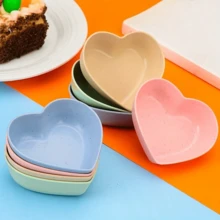 Plato mini con forma de corazón - Plato para salsa, perfecto para sushi, condimentos y aperitivos, de plástico, plato para salsas, taza para salsa de queso, cuenco para frutas y aperitivos, plato creativo para remojar salsa de tomate, plato de aperitivos, artículo esencial de cocina - Multicolor - Ver 2