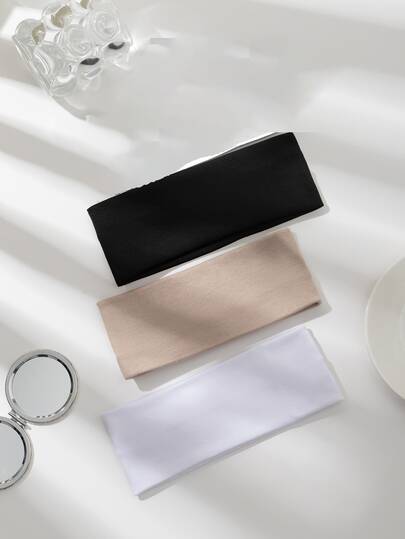 1/3条装纯色针织弹力发带/吸汗带，女士适用，适合日常瑜伽、运动、户外活动、休闲健身发带、瑜伽运动头巾、秋季配饰、秋冬季女士发带、节日装扮发带、女士优雅围巾、女士头巾、柔软发带