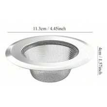 2 PIEZAS/1 PIEZA Colador de acero inoxidable resistente a la oxidación para fregadero de cocina, colador y tapón de desechos de alimentos de cocina eficaz, cesta de malla de metal duradera con borde ancho, diámetro grande de 4,5 pulgadas, filtro de drenaje de borde ancho anti-obstrucción con microperforaciones, fácil de usar y mantener, se ajusta a la mayoría de los fregaderos de cocina estándar.