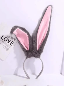 1pc Women Plush Rabbit Ear Decor Fur Costume Headband,Plush Bunny Ears Headband, Soft Faux Fur Rabbit Ear Hair Hoop For Women, Cute Cosplay Costume Accessory For Parties And Halloween,Mother's Day Gifts, Comfortable & Lightweight, Festive Party Headwear, Soft Velvet Inner Ear Fabric, Perfect For Easter, Birthdays, And Photo Shoots,Cute Christmas Party Headwear,Elegant Boho Style Autumn/Winter