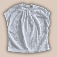 Blusa Gola Plissada Manga Curta Social Elegante Tecido