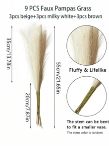 1/10pcs Artificial Pampas Grass, Valentine's Day Decor, 55cm/21.65in Pink, White, Beige Artificial Pampas Grass, Fluffy Artificial Boho Decor, Suitable For Halloween, Christmas, Pink Artificial Pampas Grass Stems Can Be Used For Vase Filler, Farmhouse, Home, Wedding Decor (Pink, White, Beige), Room Decor, Fall Decor, Home Decor, Halloween Decor, Teacher Gift, College Dorm Supplies, Dorm Decor - Multicolor - View 4