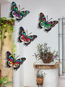 4pcs Metal Butterfly Wall Art Decor, Decorative Hanging Metal Butterflies, Suitable For Garden, Patio, Living Room, Bedroom, Terrace, Balcony Decoration, Wedding, Halloween, Christmas, Holidays, Gifts For Family And Friends