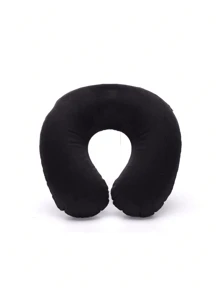 1 pieza Almohada de viaje, almohada de cuello, almohada de avión, almohada de viaje para coche, hogar u oficina, almohada de cuello para vuelo con botón a presión y funda suave, almohada de cuello en forma de U portátil para estudiantes y adultos, que soporta el cuello y protege la columna vertebral cervical mientras se estudia o se viaja en coche, oficina u otra bolsa de viaje para accesorios escolares