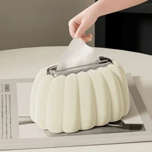 1pc Luxury Tissue Box, Plastic Tissue Paper Holder, Desktop Decorative Display, With Spring-Loaded Dispenser For Easy Use