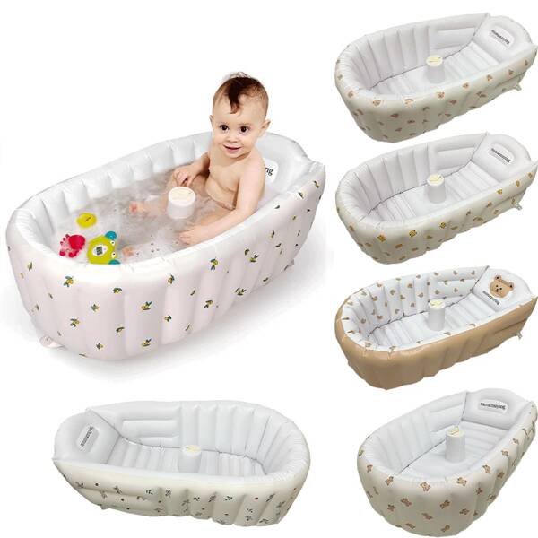 1 pièce Baignoire gonflable pour bébé de dessin animé, bac de bain pliable en PVC de haute qualité, bassin de douche pour bébé et piscine pour jouer dans l'eau