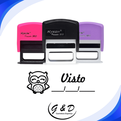 Carimbo Personalizado Para Professores - Carimbos Automáticos Educativos VISTO COM DATA - 14x38