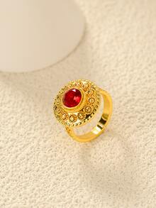 1 peça Vintage Sultan's Collection Joias Incrustadas Turquesa/Vermelho/Esmeralda Processo de Gravação Anéis Femininos, Joias Luxuosas e Elegantes para Mulheres, Uso Diário Versátil, Ideia de Presente Requintada, Perfeita para Festa, Banquete, Decoração de Casamento, Acessório Elegante com Design Delicado