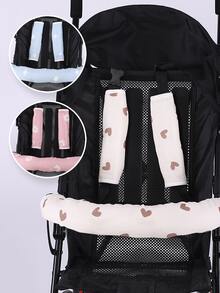 [Oeko-Tex] Heart Crown & Daisy Print Padded Cotton Baby Stroller Handle & Shoulder Cover, Loose Fit - Multicolor - View 1