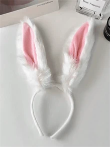 1pc Women Plush Rabbit Ear Decor Fur Costume Headband,Plush Bunny Ears Headband, Soft Faux Fur Rabbit Ear Hair Hoop For Women, Cute Cosplay Costume Accessory For Parties And Halloween,Mother's Day Gifts, Comfortable & Lightweight, Festive Party Headwear, Soft Velvet Inner Ear Fabric, Perfect For Easter, Birthdays, And Photo Shoots,Cute Christmas Party Headwear,Elegant Boho Style Autumn/Winter