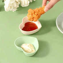 Plato mini con forma de corazón - Plato para salsa, perfecto para sushi, condimentos y aperitivos, de plástico, plato para salsas, taza para salsa de queso, cuenco para frutas y aperitivos, plato creativo para remojar salsa de tomate, plato de aperitivos, artículo esencial de cocina - Multicolor - Ver 6