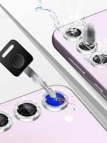 1片银色闪亮亮片镜头保护膜，带辅助定位板，易于贴合，防刮擦，兼容三星Galaxy S22/S23/S24 Ultra、S23 FE、S24 FE、A16、S25 Ultra、S25、S23 FE、Galaxy Z Flip7、Galaxy Z Fold7、Galaxy A17、Galaxy A07 - 銀色 - 查看 6