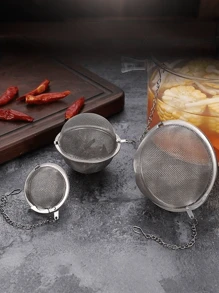 1st RVS kruideninfuserbal met ketting - Fijne zeef voor thee, kruiden en bouillon - Perfect voor koken, brouwen en hete potkruiden, accessoire voor het zetten van thee | Functioneel keukengerei | Gemakkelijk op te halen ketting, thee-infuser