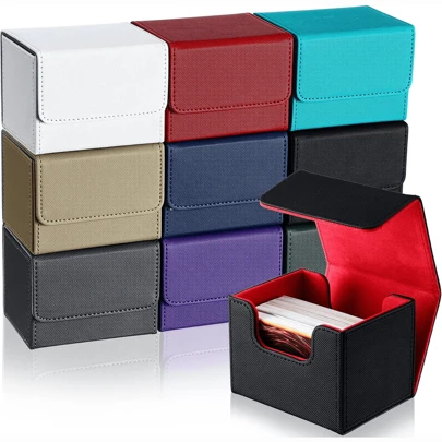 Card Deck Box For Trading Cards, MTG Commander Deck Box Holds 100+ Single Sleeved Cards, Leather Magnetic Card Storage Box Fits For TCG CCG Magic Cards