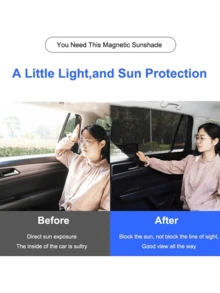Tấm che nắng từ tính cho ô tô, tấm chắn nắng bên trong xe không tự động thu gọn, rèm cách nhiệt cho kính chắn gió trước và cửa sổ bên, lưới che nắng từ tính cho ô tô có khe hở. - A - Xem 6