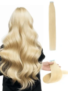 20片装胶带式接发，真人发，12-24英寸，隐形胶带式接发，无缝双面胶带接发，真人发胶带式接发，圣诞节接发 - 彩色 - 查看 28