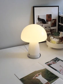 LED Orange/White Glass Mushroom Ambiance Table Lamp, Iron Body, For Living Room, Bedroom, Bedside, Office Decorative Lighting, Birthday Gift, USB Plug, Easy To Carry Outdoor Lighting Cosy Night Lamp, Adjustable Brightness