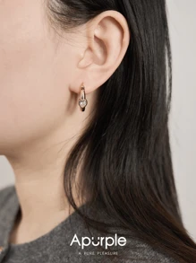 Pendientes de aro con forma de corazón vintage con rhinestones, pendientes de botón con herradura de circonita cúbica, diseño de lujo ligero