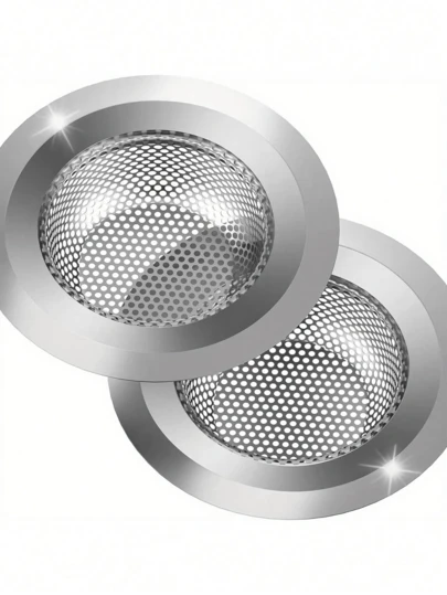 2PCS/1PC Silver Stainless Kitchen Sink Drain Strainer, Anti-Clog Food Catcher And Waste Filter, Large 4.5 Inch Diameter, Anti-Clogging Micro-Perforated, Wide Rim Drain Filter, Efficient Perforated Mesh Design For Water Flow, Easy To Remove And Empty, Keeps Kitchen Drains Clear, Universal Fit For Standard Sink Openings, Long-Lasting And Reliable Kitchen Accessory. Bathroom Decor Fall Decor Back To School