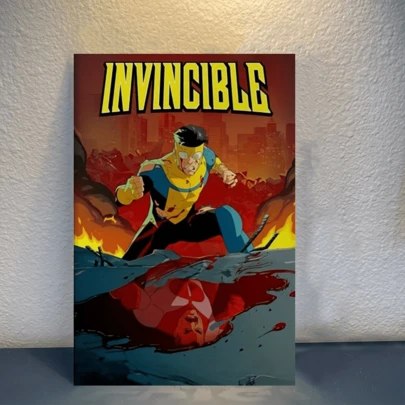 1 pieza Póster de arte de pared sin marco, pintura sobre lienzo, arte impreso - Póster de arte de pared de superhéroe en acción - Escena de explosión urbana vibrante, estilo de arte decorativo sin marco, perfecto para sala de estar o dormitorio, regalo ideal de Navidad y vacaciones, decoración de fiesta de superhéroes, decoración de habitación, arte de pared, arte de póster