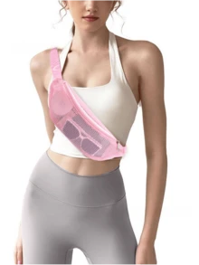 1pc Mesh Waist Pack, Shoulder Strap & Zippered Phone Pocket, Casual Outdoors Crossbody Fanny Pack - Multicolor - View 1