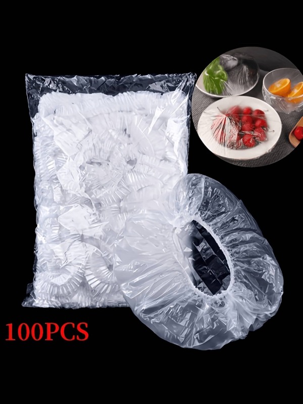20/100/200 pezzi Coperchi protettivi per alimenti, sacchetti di plastica in polietilene monouso, coperchi per ciotole, per mantenere i cibi freschi e sicuri, per cucina, feste estive in spiaggia, campeggio, organizzazione, decorazione della stanza, accessori da cucina, cuffia da bagno, conservazione in frigorifero. Cuffia per la doccia trasparente grande e multifunzionale spessa e impermeabile per uso quotidiano, all'aperto, in hotel, per il viaggio, accessorio essenziale per la cura dei capelli