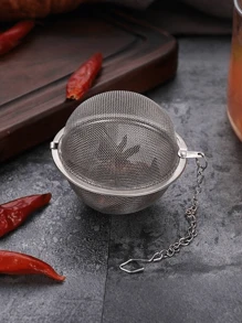1st RVS kruideninfuserbal met ketting - Fijne zeef voor thee, kruiden en bouillon - Perfect voor koken, brouwen en hete potkruiden, accessoire voor het zetten van thee | Functioneel keukengerei | Gemakkelijk op te halen ketting, thee-infuser