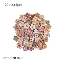 100 pièces Boutons en bois vintage fleuris, couleurs mélangées, 2 trous boutons décoratifs, idéal pour la couture, les vêtements, les pull-overs, le tricot, le scrapbooking, les projets faits main et les accessoires DIY (couleurs mélangées envoyées au hasard)